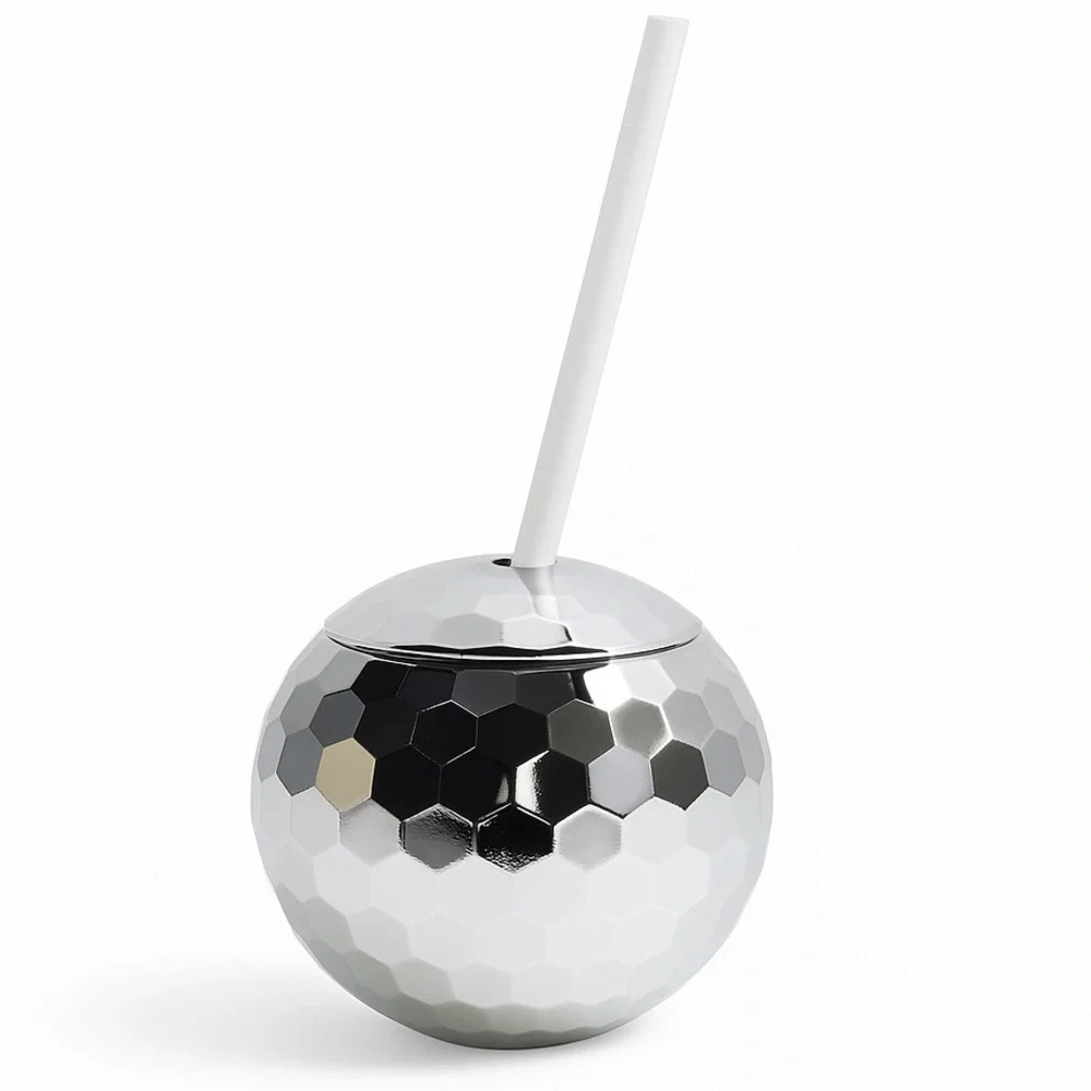 Silver Disco Ball Tumbler Cup 19oz NYE Party Drinkware